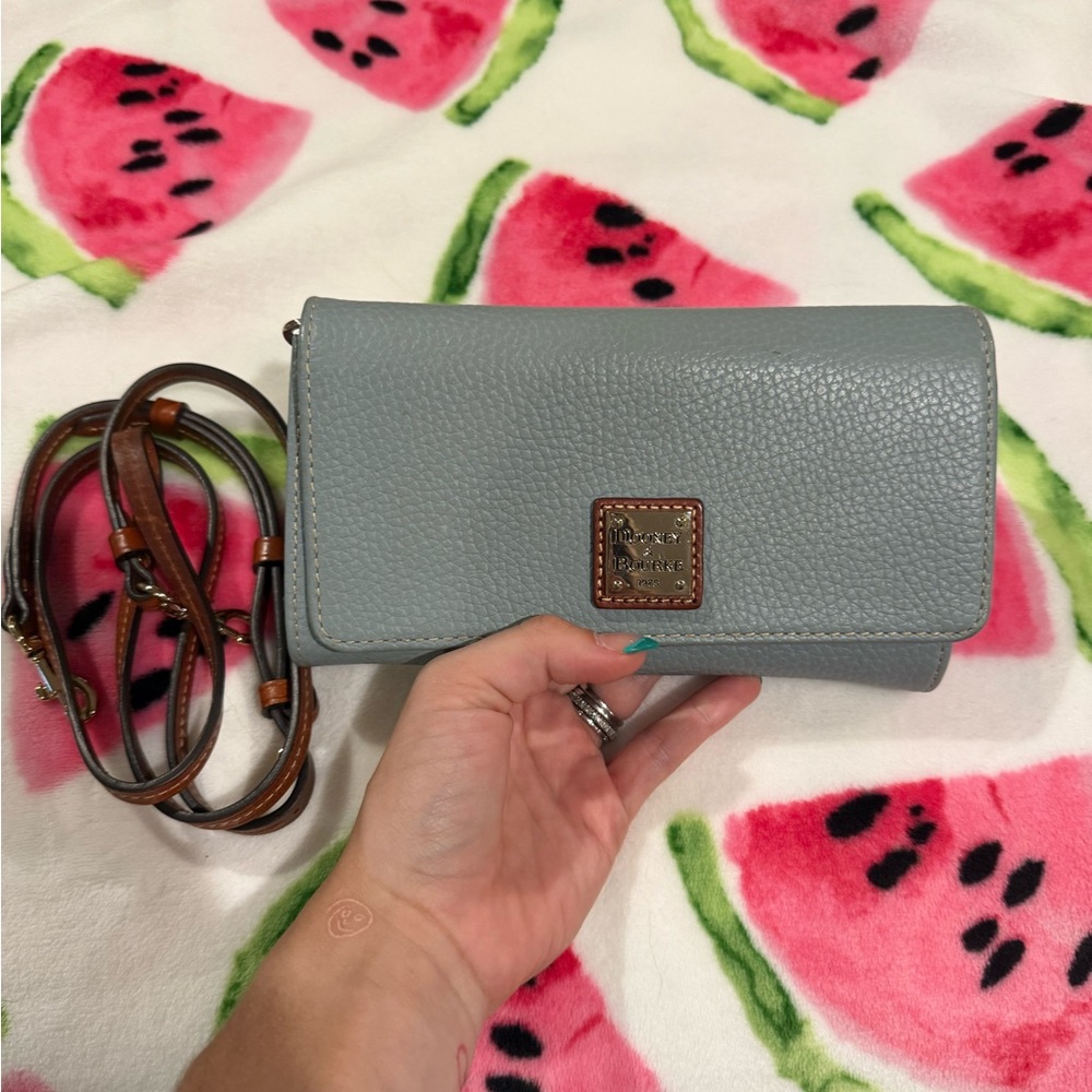 Dooney & Bourke dusty blue and Brown Crossbody Bag